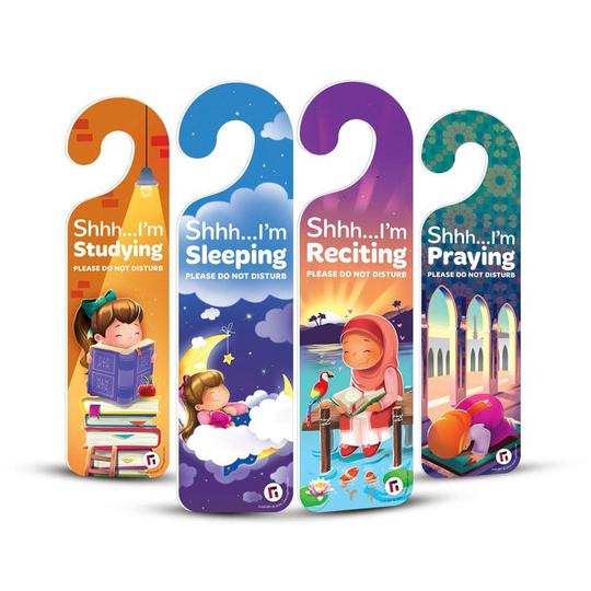Quiet Please! Pack of 4 Do Not Disturb Signs Door Hanger (Girl)