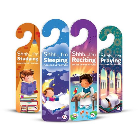 Quiet Please! Pack of 4 Do Not Disturb Signs Door Hangers (Boy)